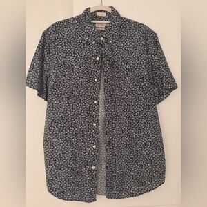 J.Crew Mens Short Sleeve Button Down Navy Floral Shirt Size Medium